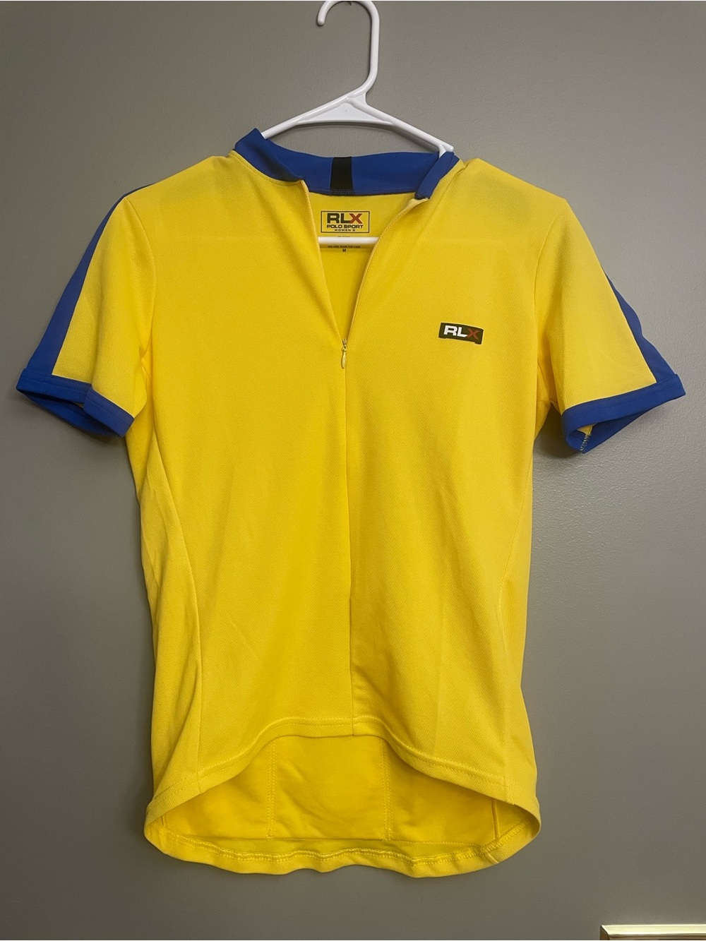 Vintage 90s Polo Sport RLX Ralph Lauren Cycling Jersey Yellow Blue